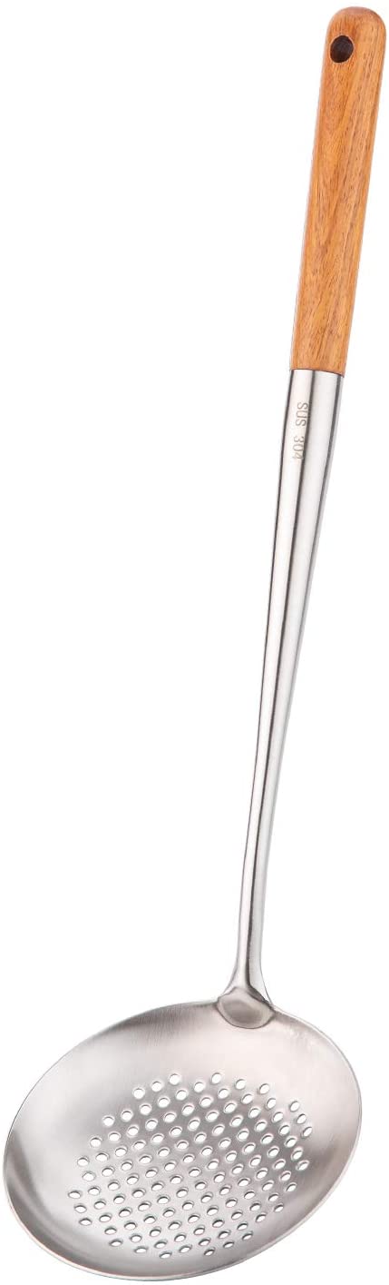 Skimmer Ladle, 17inches spatula for wok, 304 Stainless Steel wok spatula.