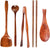 Kitchen (6 Pc Set) Wooden Utensils For Cooking - Wood Wok Shovel,Wooden Barbecue Tongs,Cooking chopsticks,Long Spoons Wooden,Nanmu Fish Shaped Rice Spoon.