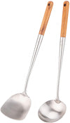 Wok spatula and ladle Tool Set, 17inches spatula for wok, 304 Stainless Steel wok spatula.