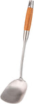 Wok Spatula with Long Wooden Handle 304 Stainless Steel Utensils 15Inch (A-Spatula)