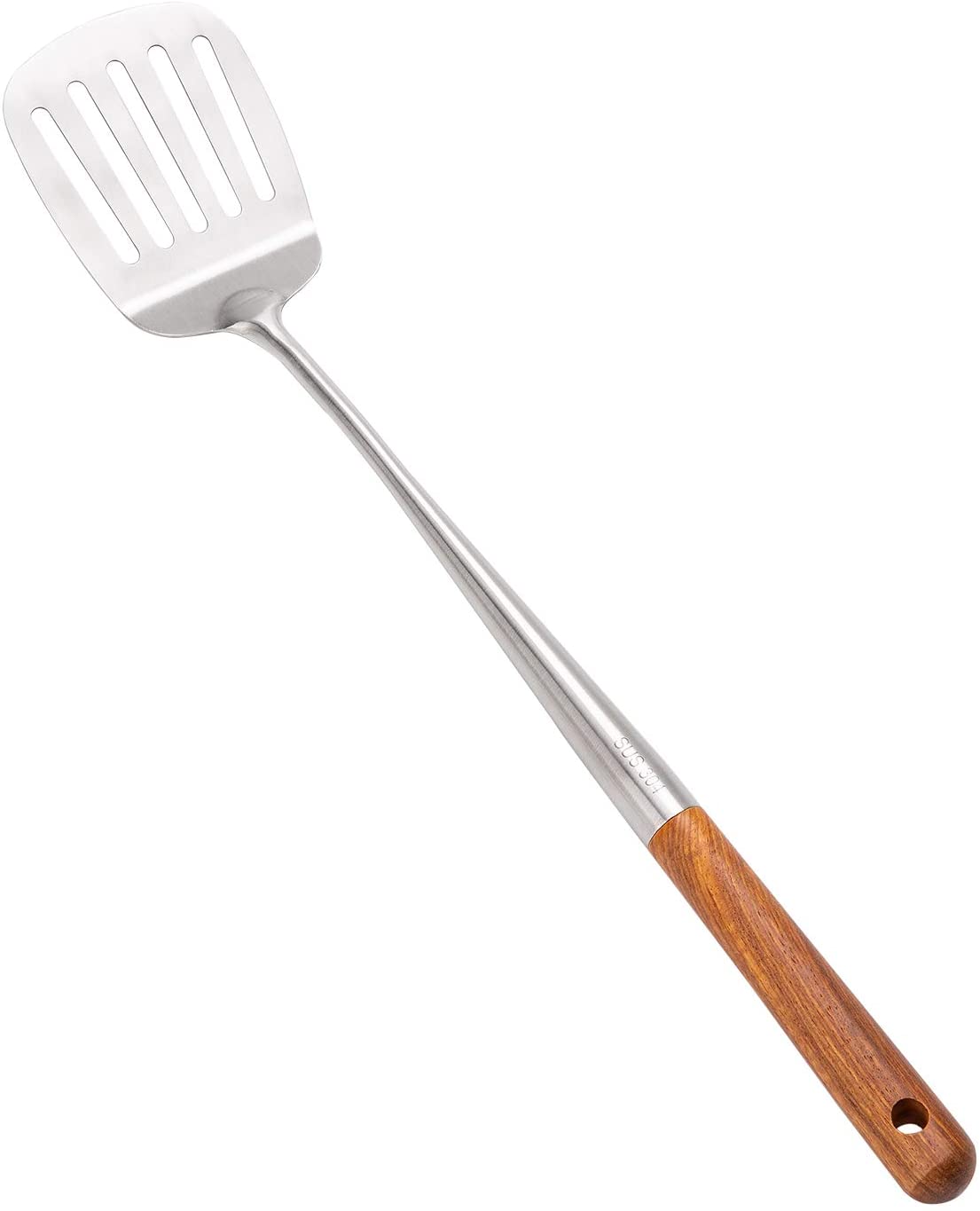 Slotted Turner Metal Spatula, 17inches spatula for wok, 304 Stainless Steel wok spatula. (Slotted Spatula)