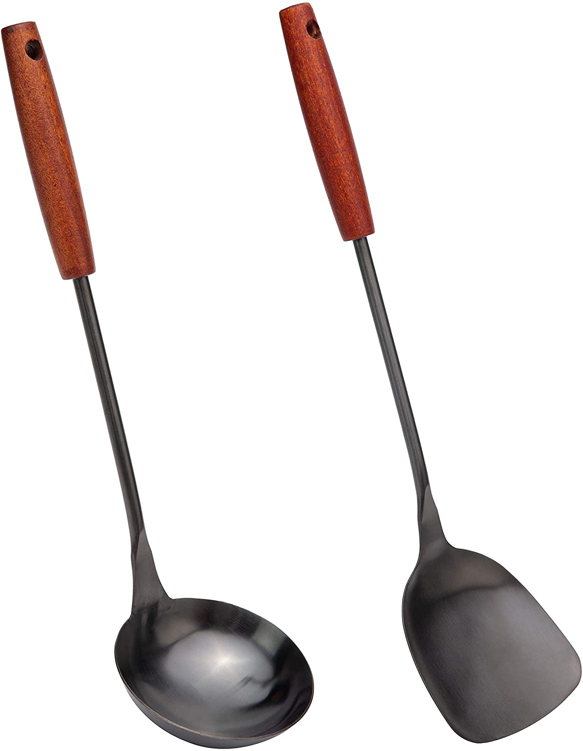 Spatula & Ladle Wok Tool Set, 14.2-15 inches wok utensils, Stainless Steel wok spatula.