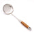 Wok Skimmer Slotted Ladle with Long Wooden Handle 304 Stainless Steel Utensils (D-Skimmer)