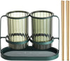 Chopsticks Drainer Basket. Kitchen Utensils, Chopsticks, Straws, and Storage Holder Basket Flatware Storage Drainer Rack with 2 pairs Chopsticks. (Green)