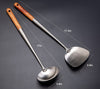 Wok spatula and ladle Tool Set, 17inches spatula for wok, 304 Stainless Steel wok spatula.