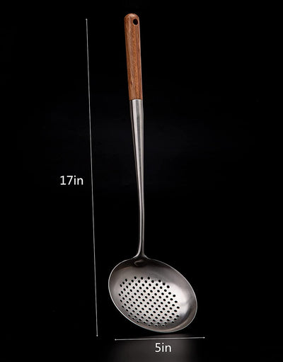 Skimmer Ladle, 17inches spatula for wok, 304 Stainless Steel wok spatula.