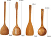 Wooden Spatula,Slotted Turner,Ladle Long Handle Utensils Set.Handmade for Kitchen Cookware (Utensil 4 Sets)