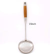 Wok Skimmer Slotted Ladle with Long Wooden Handle 304 Stainless Steel Utensils (D-Skimmer)