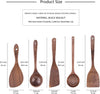 Wooden Kitchen Utensils Set, 5 PCS Handmade Natural Walnut Wooden Spoons for Cooking, Nonstick Wood Kitchen Cooking Spoons