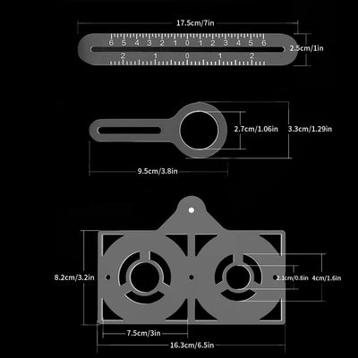 Multi Angle Aluminum Alloy Measuring Ruler, 6-Sided Angle Measurement Tool with Hole Punch Locator, Aluminum Alloy Multi-Function Angle Ruler