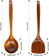 Wooden Wok Spatula Ladle Set, Natural Teak Kitchen Cooking Utensil Set Wooden Spoon-2pcs