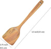 Wooden Wok Spatula, Natural Teak Long Handle Turner, Handmade for Non-stick Cookware, 13 Inch