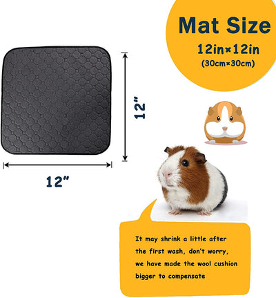 Guinea Pig Cage Liners, 2 Pack of Washable and Reusable Guinea Pig Bedding, A High Absorption Pee Pads for Rabbits, Hamsters, Dogs, Cats and Other Small Animals (12" x 12")