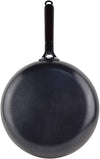 Frying Pan 11 Inch Uncoated Flat Bottom Deep Saute Pan Hand Hammered Iron Wok Pan Suitable for Induction Cooker, Electric , Natural Gas