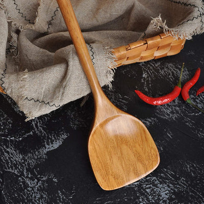 Wooden Spatula,Slotted Turner,Ladle Long Handle Utensils Set.Handmade for Kitchen Cookware (Utensil 4 Sets)