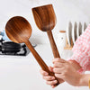 Wooden Cooking Utensil Set 6 Pcs Natural Teak Cooking Spoons & Spatula for Non-stick Cookware