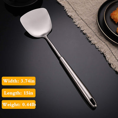 15in Wok spatula, 15.15in Slotted Spatula，All metal 304 Stainless Steel wok spatula.Cooking Baking Flipping Grilling Frying Pancake Spatula