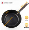 Frying Pan 11 Inch Uncoated Flat Bottom Deep Saute Pan Hand Hammered Iron Wok Pan Suitable for Induction Cooker, Electric , Natural Gas