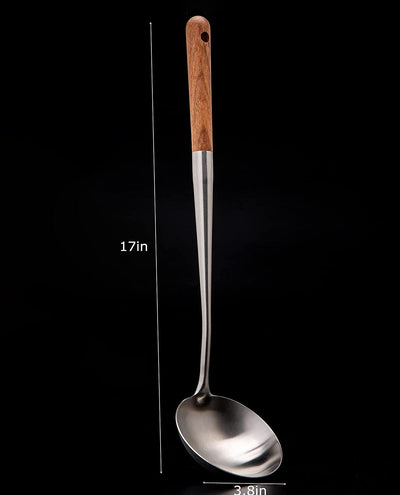 Soup Ladle, 17inches Ladle for wok, 304 Stainless Steel wok spatula.