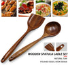 Wooden Wok Spatula Ladle Set, Natural Teak Kitchen Cooking Utensil Set Wooden Spoon-2pcs