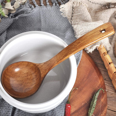 Wooden Ladle. Long Handle Ladle Utensils for Soup.Handmade for Kitchen Cookware (Ladle)