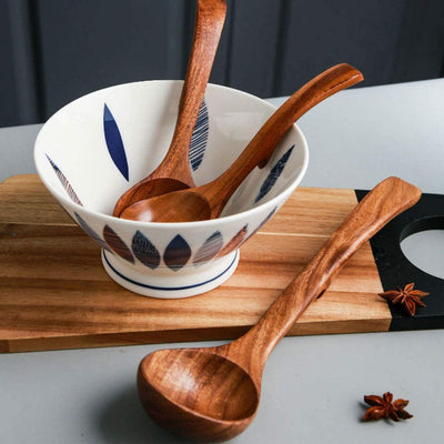 Wooden Ladle Spoons Set, Wood Kitchen Utensils Set Soup Spoon Set Wooden Spoon for Cooking, 3 Pcs