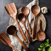 Wooden Spoons for Cooking, Nonstick Wood Kitchen Utensil Cooking Spoons, Natural Teak Kitchen Utensils Set（8 Pcs）