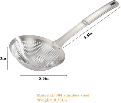 Skimmer Ladle, 304 Stainless Steel Skimmer 14.5 ln for Cooking Frying Skimming