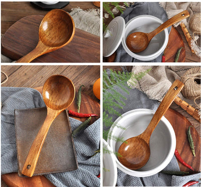 Wooden Ladle. Long Handle Ladle Utensils for Soup.Handmade for Kitchen Cookware (Ladle)