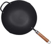 tamasaki Cast Iron Wok with Lid, 13" Pre-Seasoned Flat Bottom Stir Fry Pan with Wooden Handle